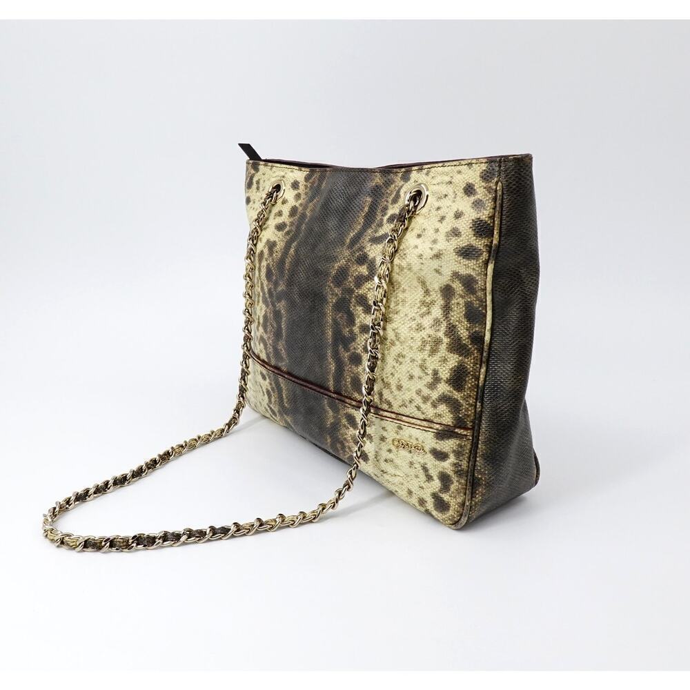 Tre Vero Karung Chain Shoulder Bag Womens Brown Animal Print 80s Retro - Picture 3 of 16